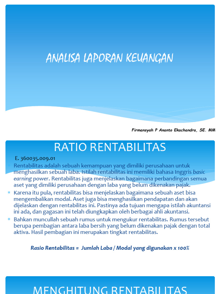 Analisis Rentabilitas dan Likuiditas Keuangan | PDF