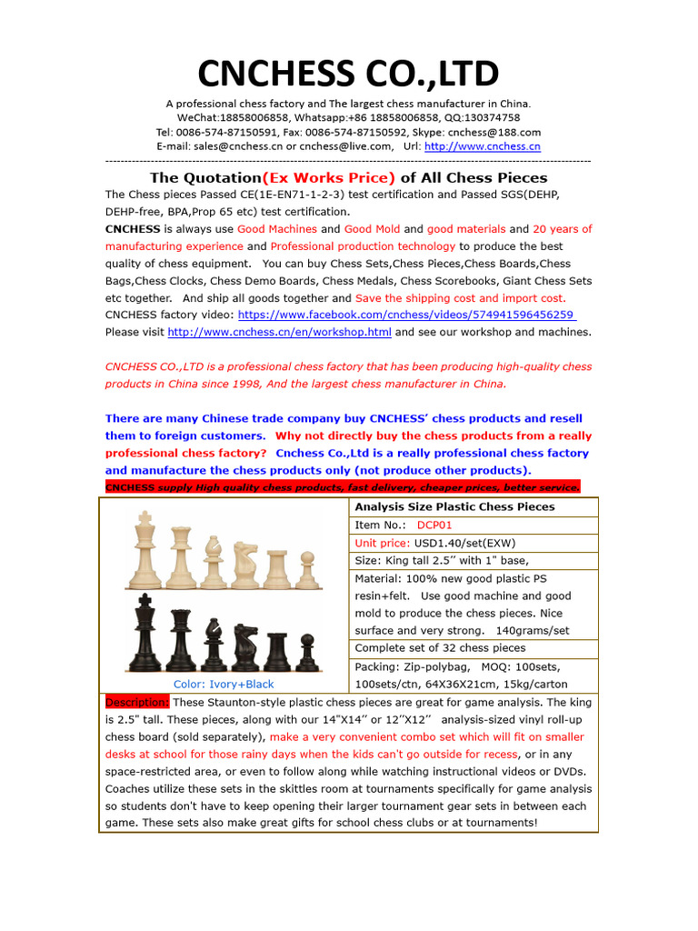 High-Quality Chess Products from CNCHESS | PDF | Chess | Board Games