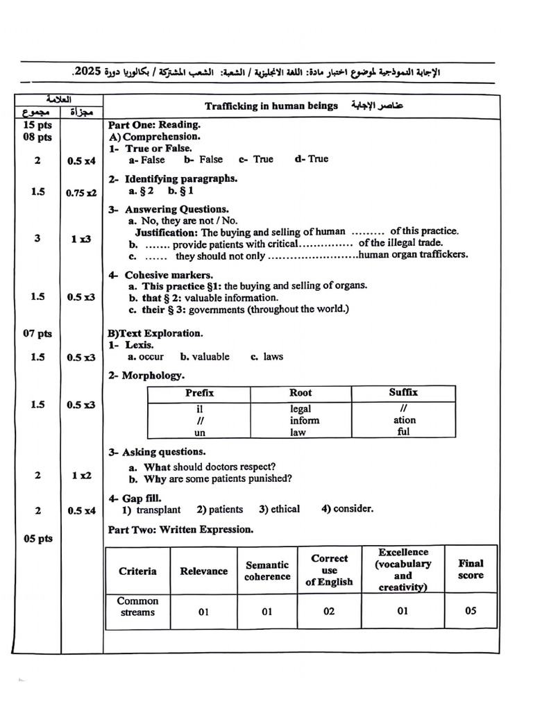 Correction Bac SC English 2025 | PDF