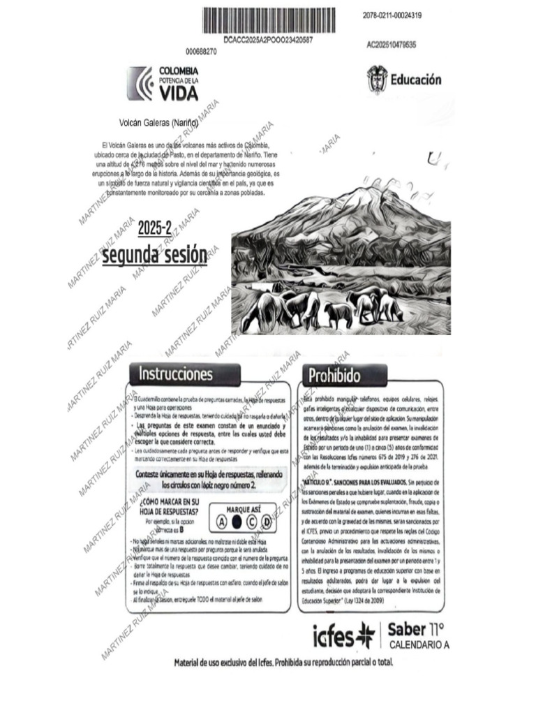 Segunda Sesión Del ICFES Agosto 2025 (Con Respuestas) | PDF