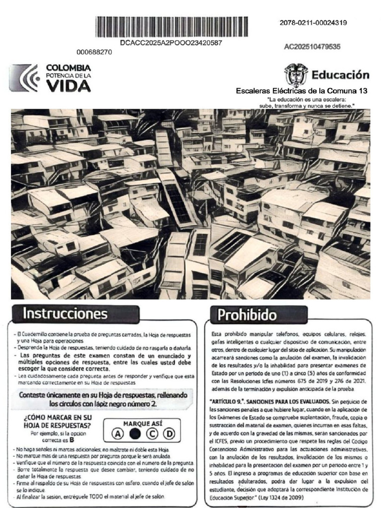 Primera Sesión Del ICFES Agosto 2025 (Con Respuestas) | PDF