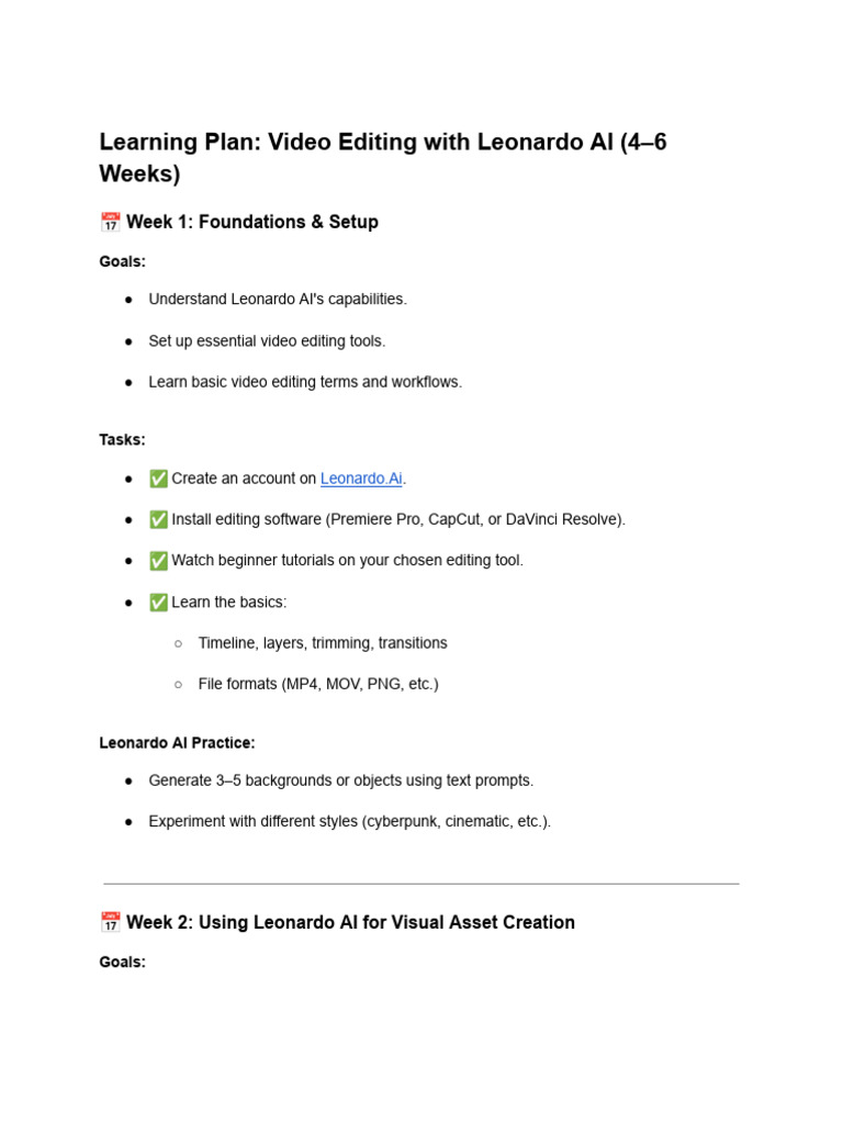 Video Editing with Leonardo AI Guide | PDF | Editing | 3 D Computer ...