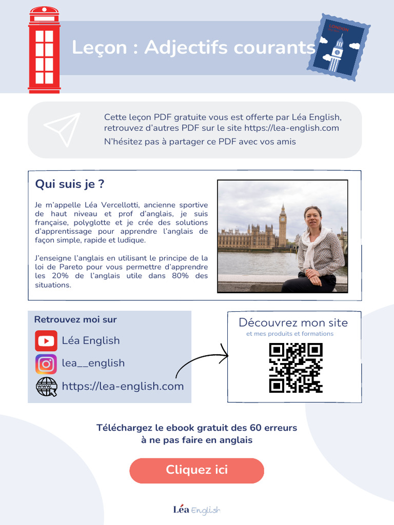 50 adjectifs essentiels en anglais | PDF | Genre grammatical ...