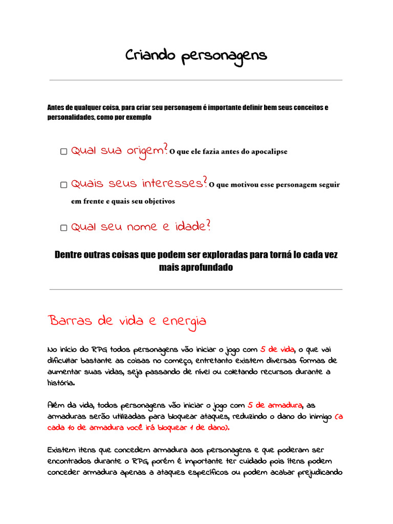 Guia Completo para Criar Personagens RPG | PDF | Jogos de RPG