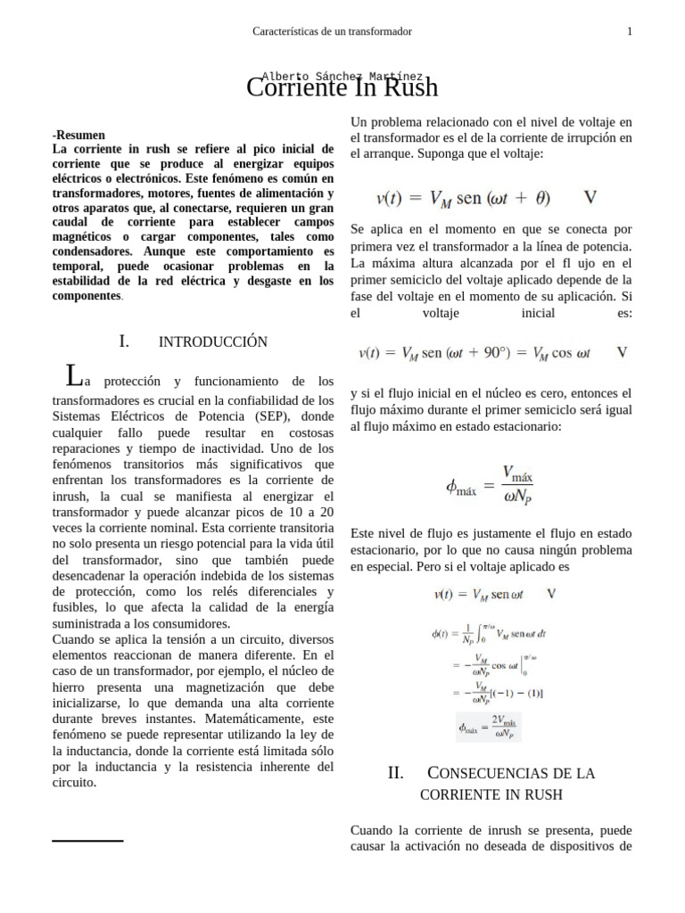 Trabajo 3 - Corriente in Rush Sin Unir | PDF | Transformador ...