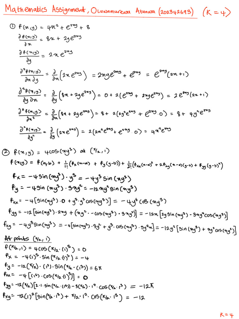 Assignment MathematicsY2 | PDF