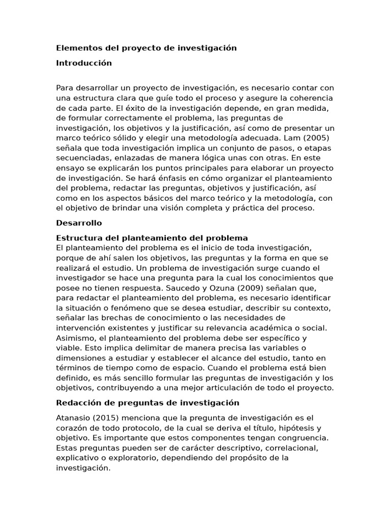 Guía para un Proyecto de Investigación | PDF | Teoría | Datos