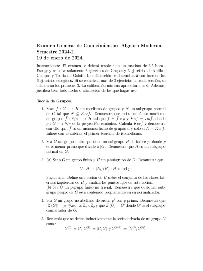 Algebra 2024 I | PDF | Conceptos matemáticos | Teoría de grupo