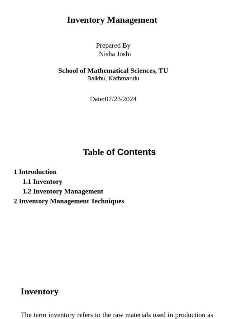 Effective Inventory Management Techniques | PDF | Inventory | Supply ...