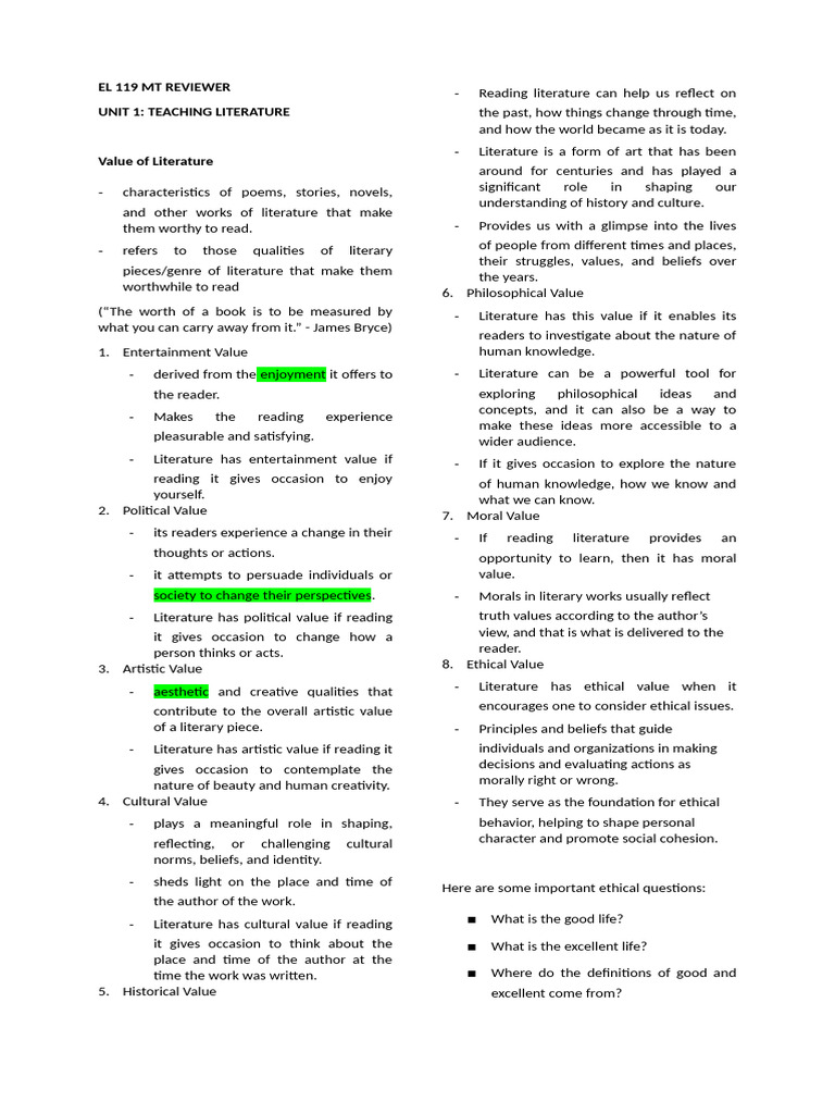 El 119 Mt Reviewer (1) PDF Linguistics Semantics