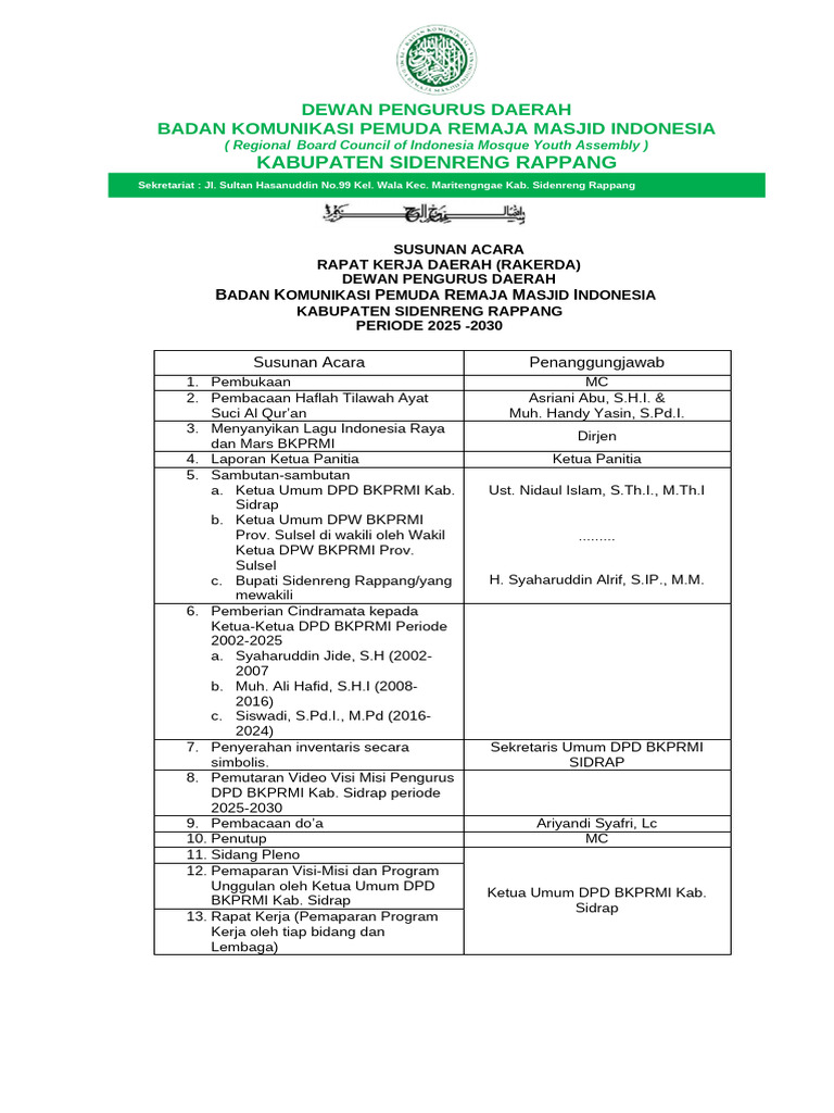 Rakerda BKPRMI Sidrap 2025-2030 | PDF