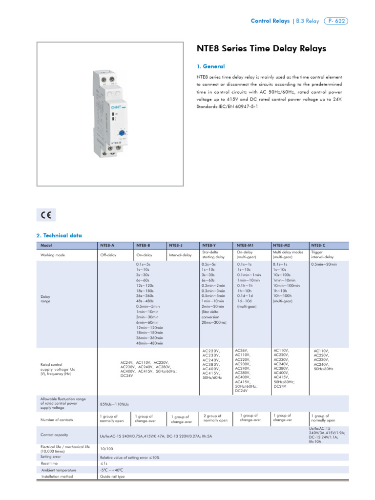 NTE8 Series Time Delay Relays Guide | PDF | Mains Electricity | Relay