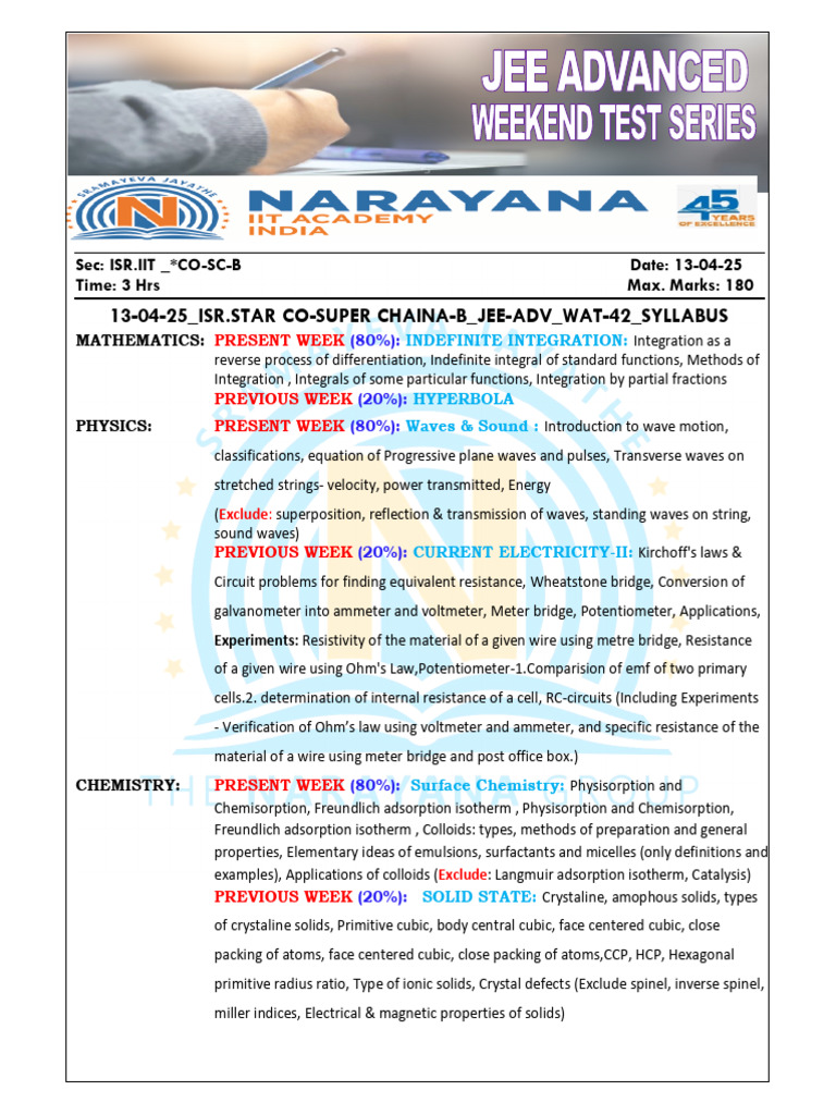 JEE Advanced 2025 Syllabus Overview | PDF | Waves | Adsorption