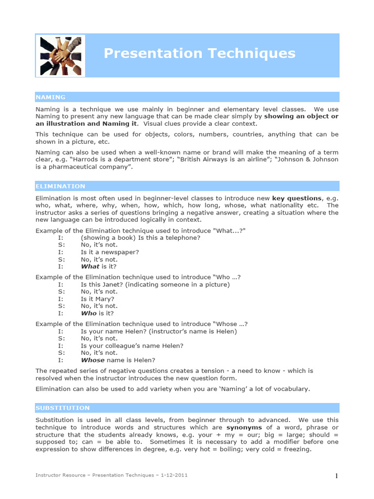 Effective Presentation Techniques for Instructors | PDF | English ...