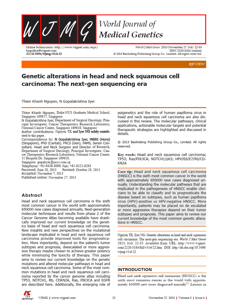 WJMG 3 22 | PDF | P53 | Head And Neck Cancer
