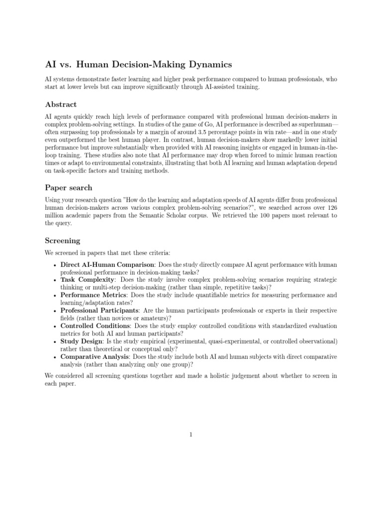 AI vs. Human Decision-Making Insights | PDF | Artificial Intelligence ...