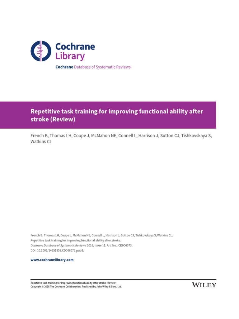Repetitive Task Training Post-Stroke Review | PDF | Stroke | Evidence ...