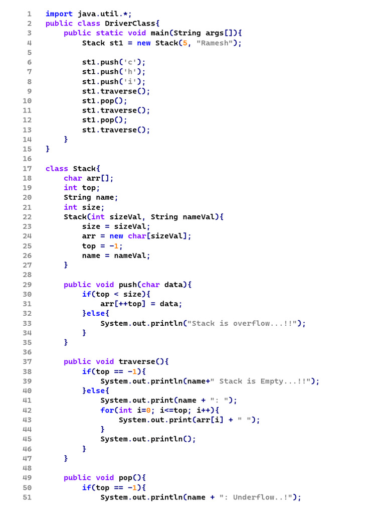 Java Stack Implementation Example | PDF
