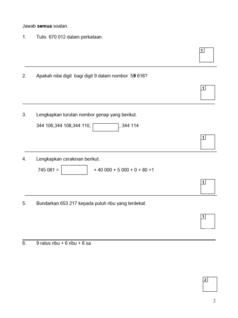 Mathematic Standard 6 | PDF