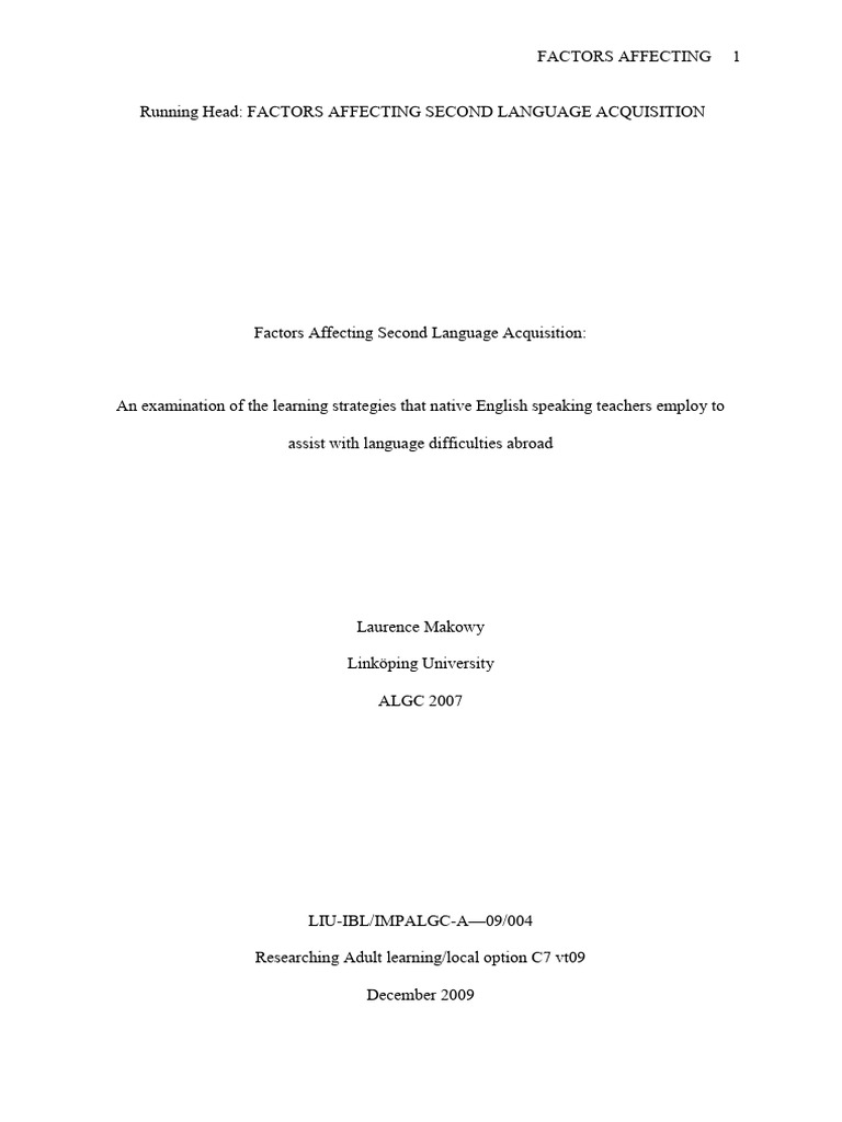 Full Text 01 | PDF | Second Language Acquisition | Second Language