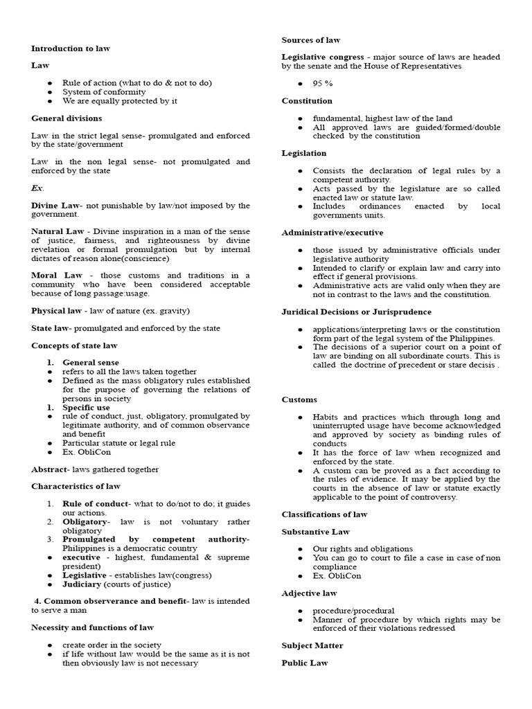 Overview of Legal Concepts and Classifications | PDF | Law Of ...
