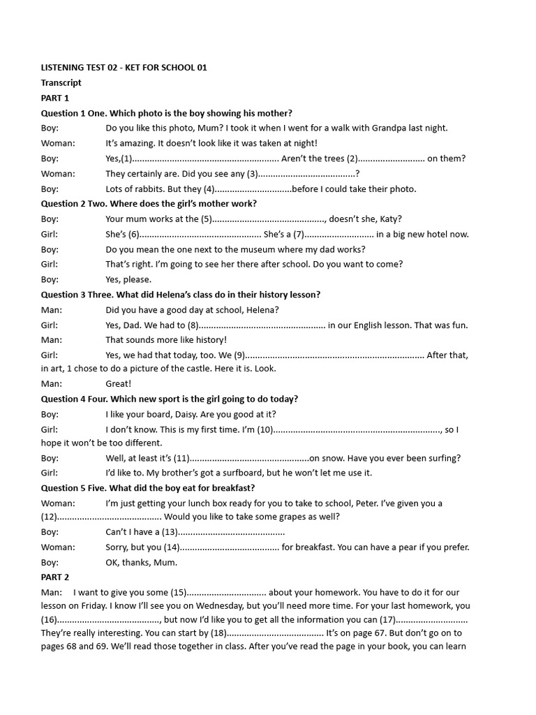 KET Listening Test 02 Transcript | PDF