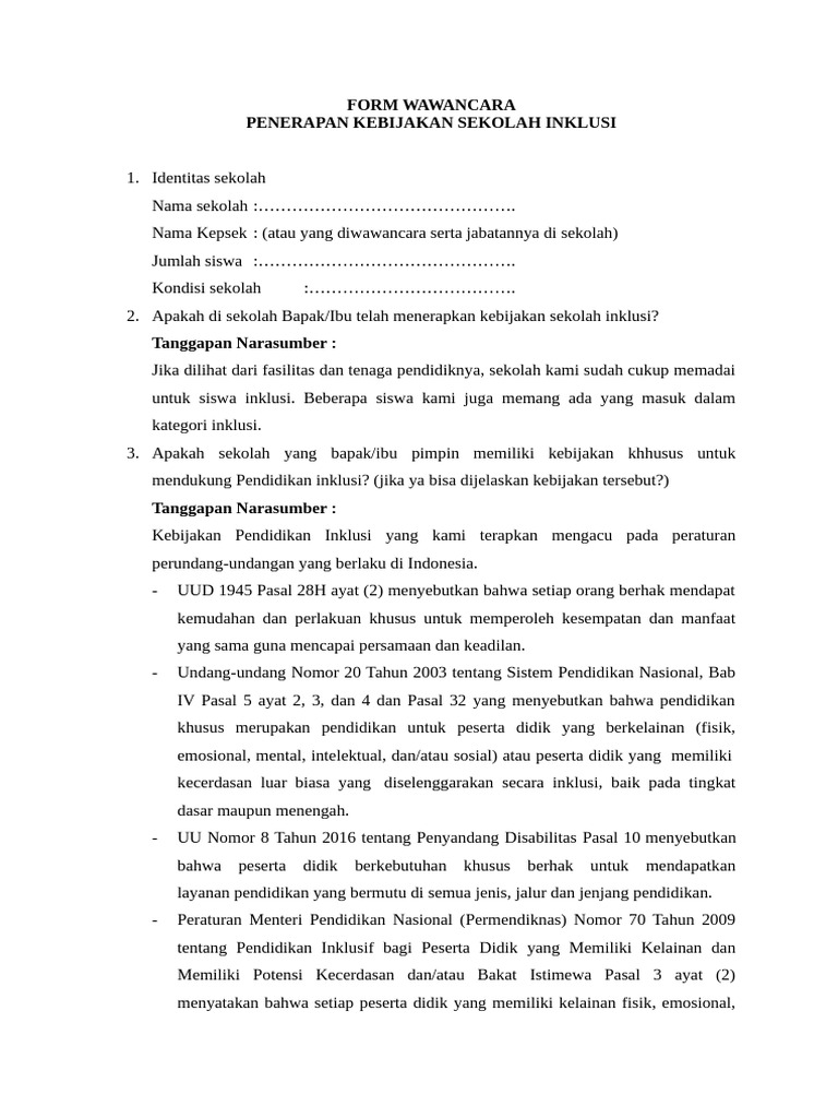 Contoh Program Inklusi di SMP | PDF