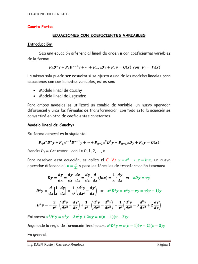 Ec. Con Coeficientes Variables | PDF | Ecuaciones | Conceptos matemáticos