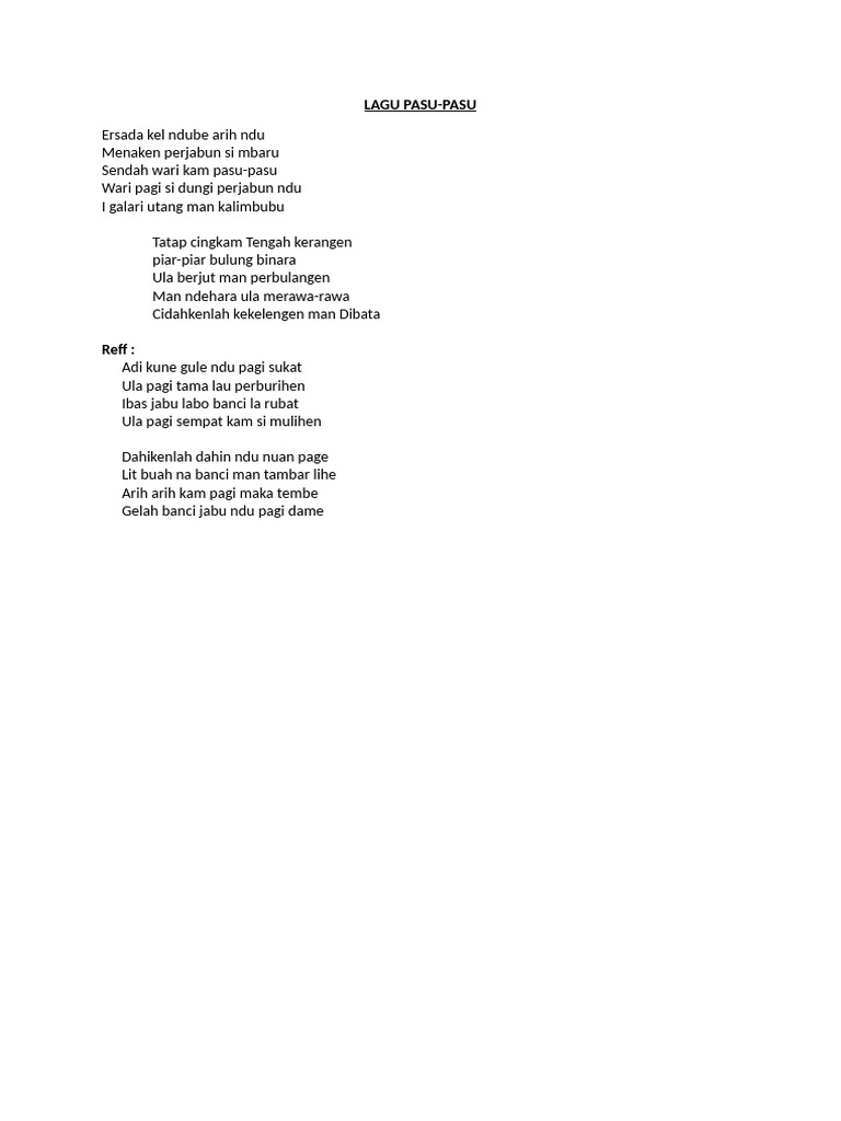 Lirik Lagu Pasu-Pasu | PDF