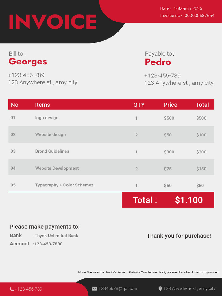 Invoice for Design Services | PDF