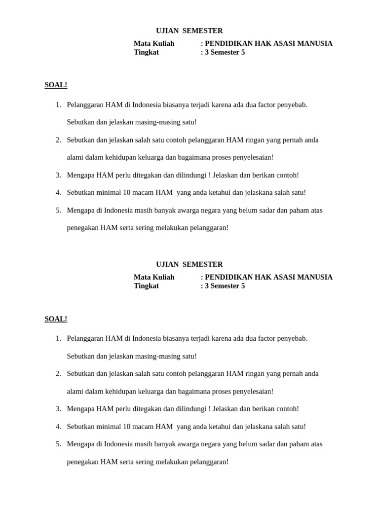 Soal Pendidikan HAM | PDF