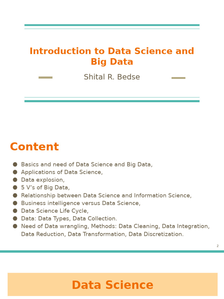 Unit I Introduction To Data Science and Big Data | PDF | Data ...