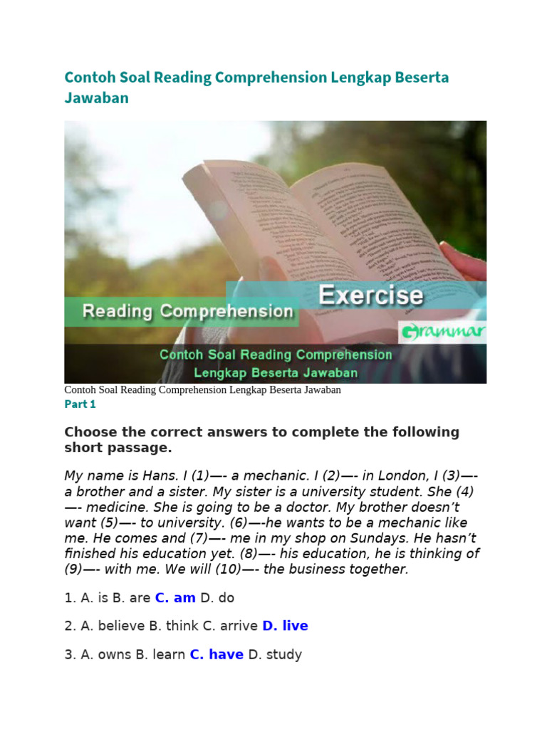 Contoh Soal Reading Comprehension Lengkap Beserta Jawaban | PDF | Moon ...
