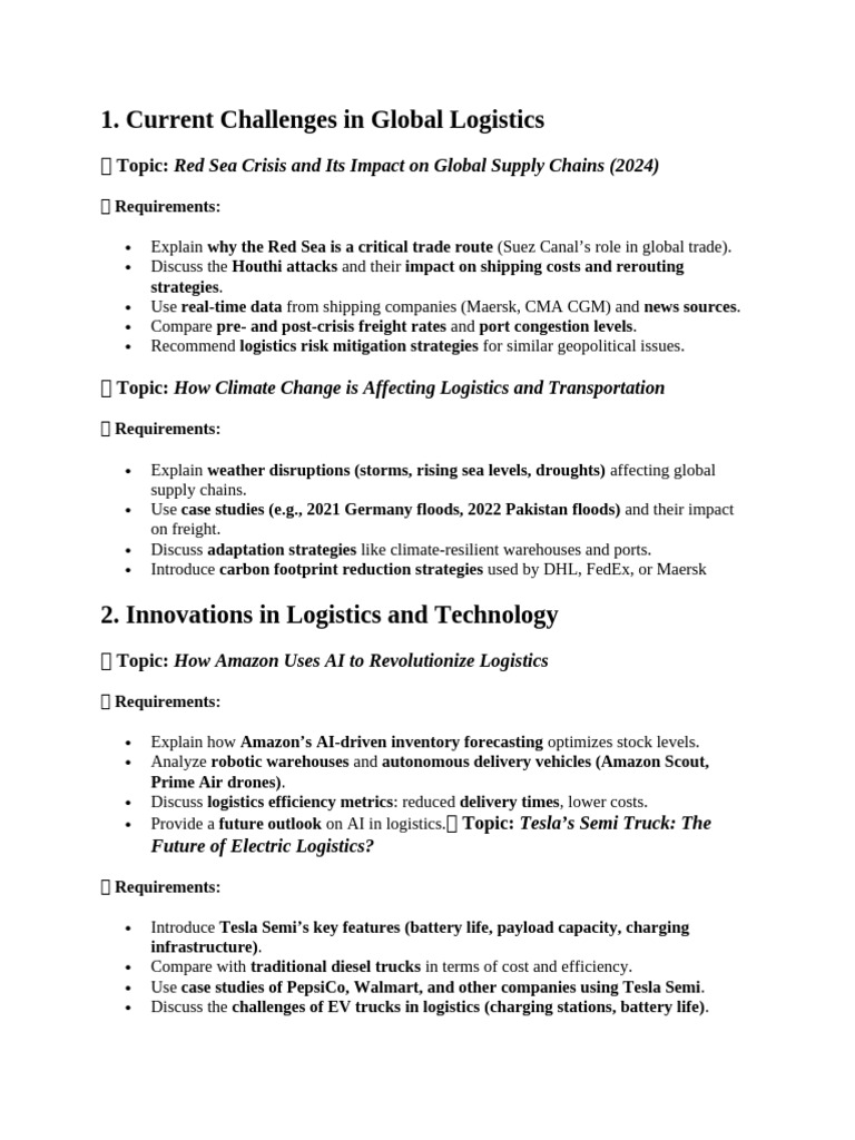 Key Topics in Global Logistics Presentations | PDF | Logistics | United ...