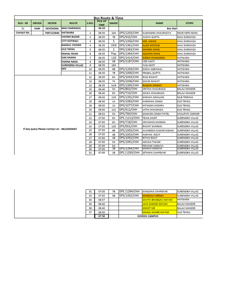 1291 Bus Route and Schedule Details | PDF