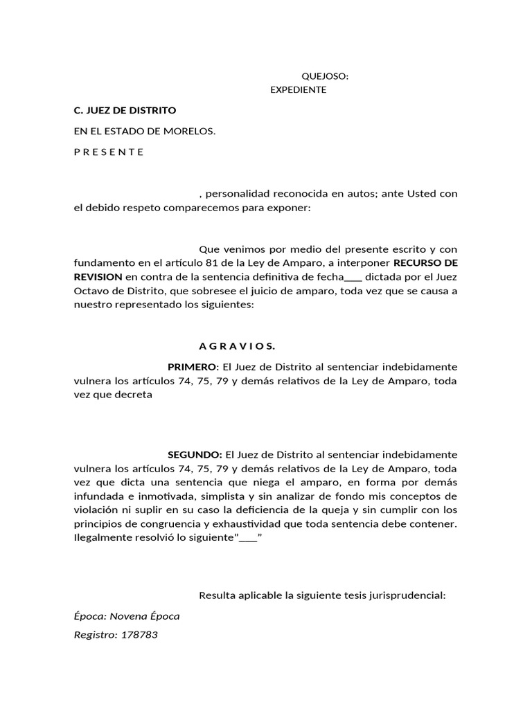 Recurso de Revisión en Amparo | PDF | Caso de ley | Constitución