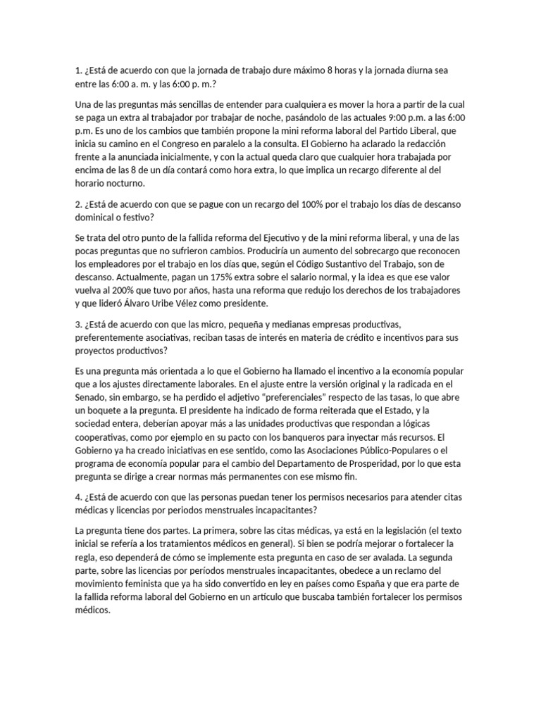Propuestas de reforma laboral en consulta | PDF | Derecho laboral ...