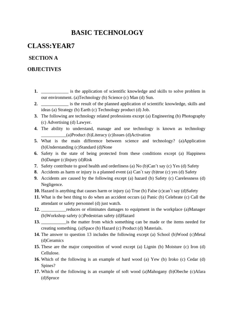 Basic Technology Jss1 Pdf Wood Glasses