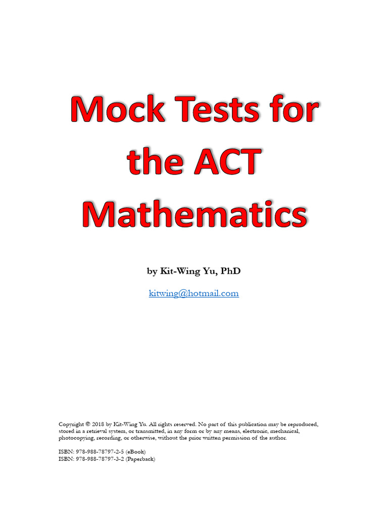 ACT Mathematics Mock Test Guide | PDF | Area | Algebra