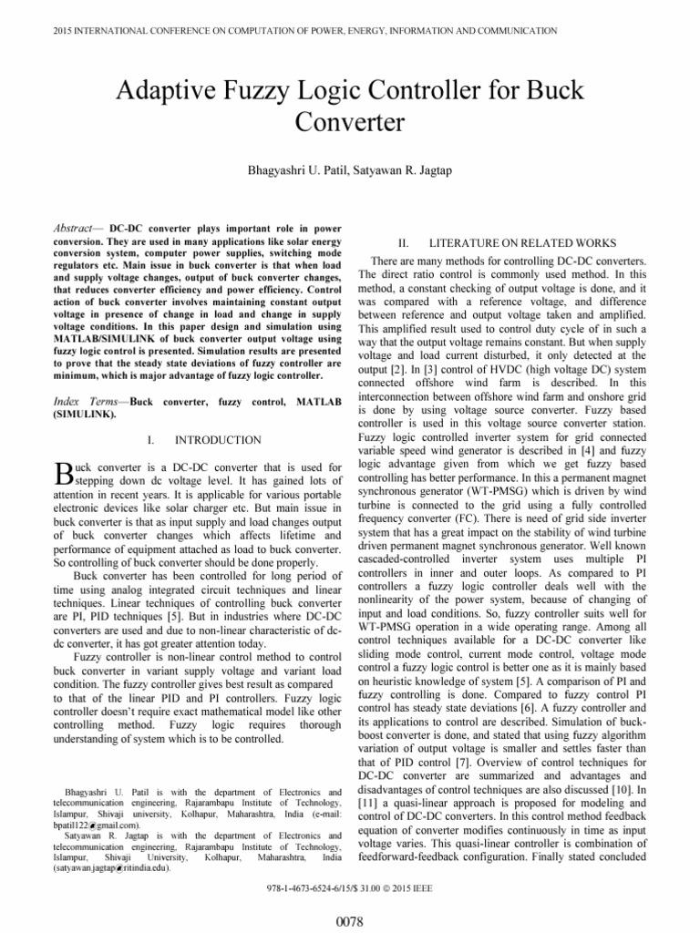 Adaptive Fuzzy Logic for Buck Converter | PDF | Control Theory | Power ...