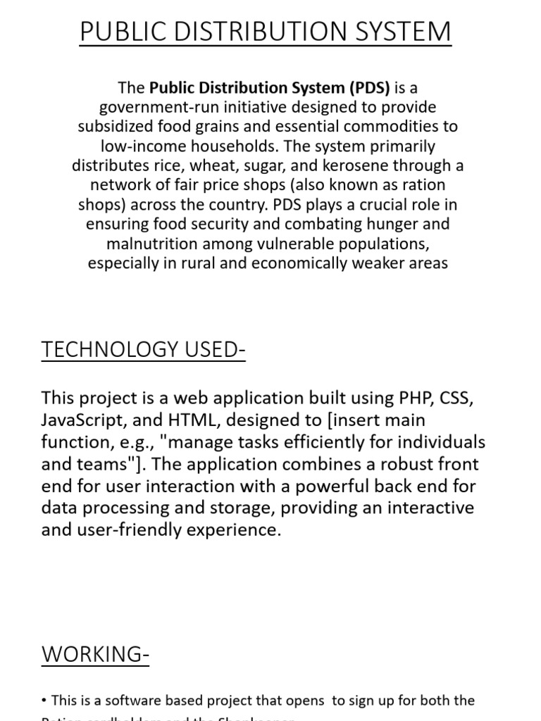 Public Distribution System (PDS) | PDF