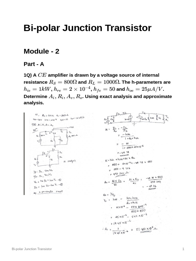 ADE Module 2 QB Complete Solutions | PDF | Bipolar Junction Transistor ...