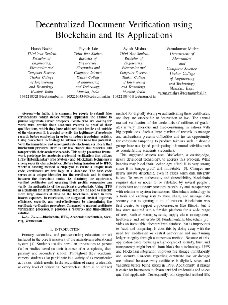 Blockchain-Based Academic Credential Verification | PDF ...