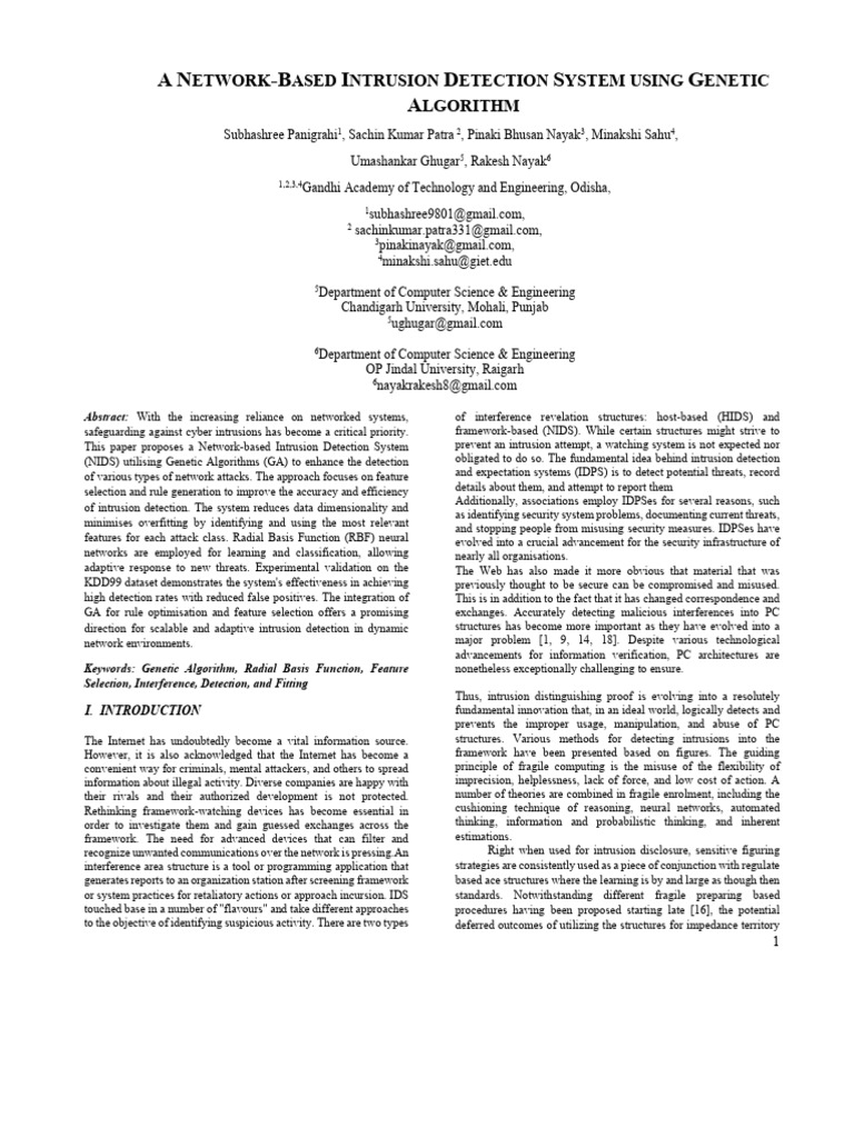Genetic Algorithm for Network Intrusion Detection | PDF | Computer ...