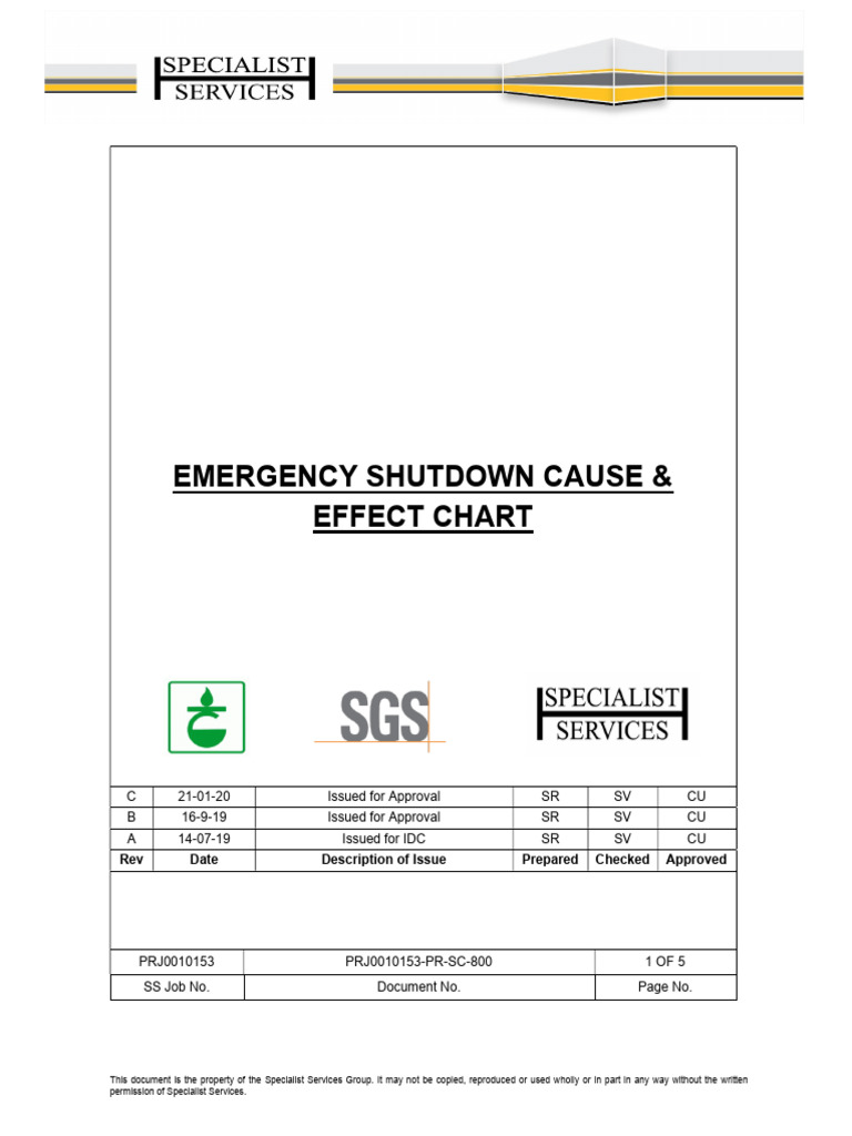 Emergency Shutdown Cause & Effect Chart | PDF | Equipment | Mechanical ...