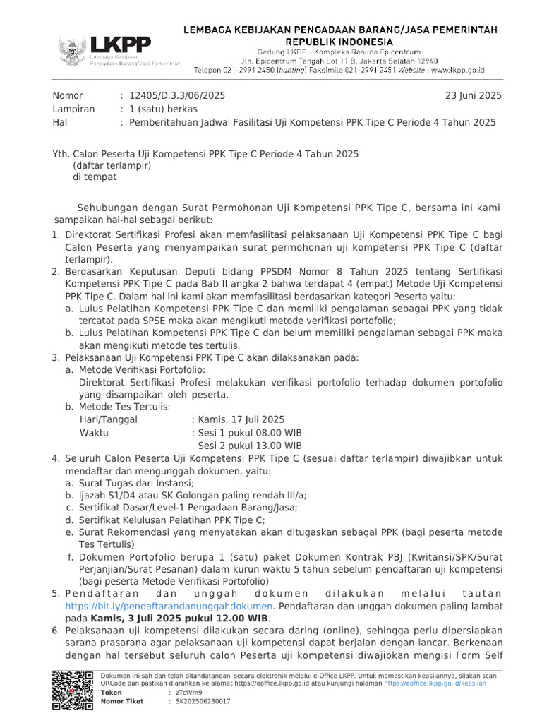 Uji Kompetensi PPK Tipe C 2025 | PDF