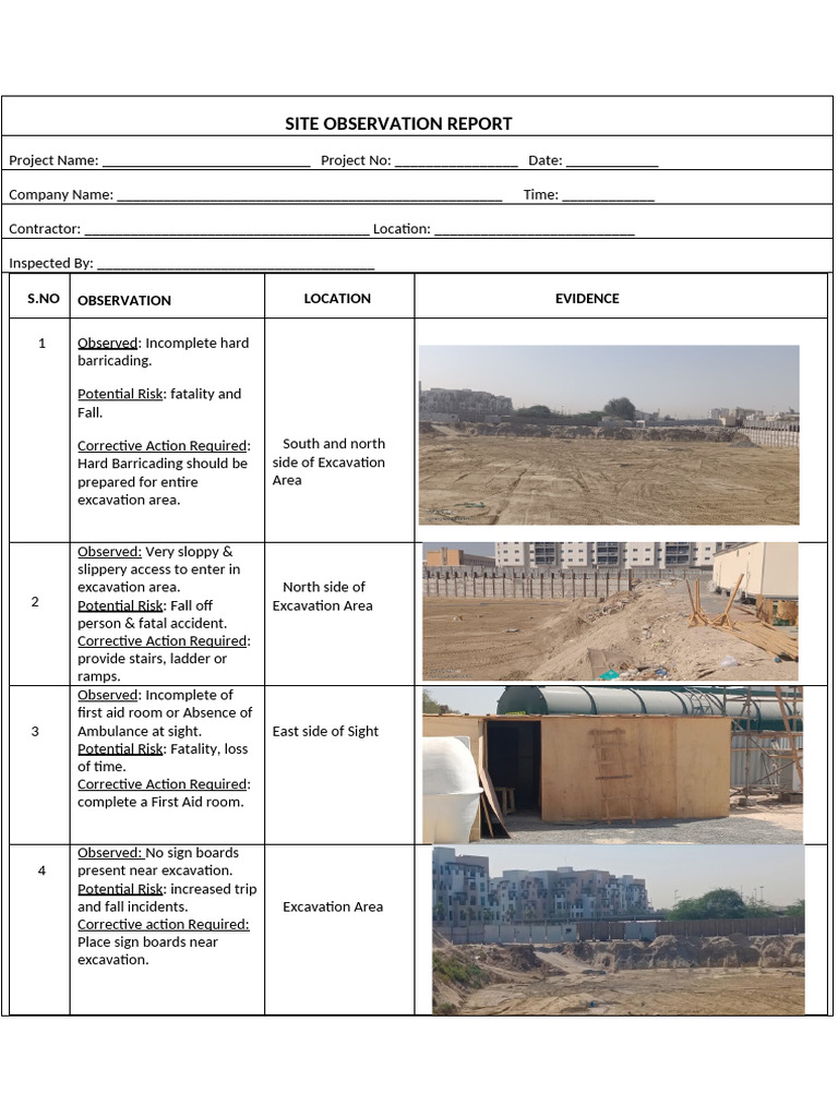 Site Observation Report 01 | PDF | Electrical Wiring | Safety