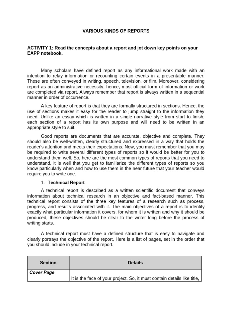 Types of Reports Explained | PDF | Abstract (Summary) | Methodology