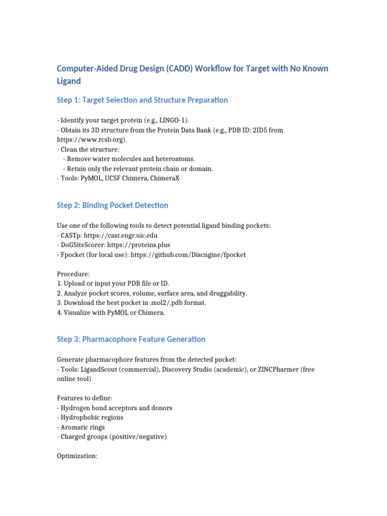 CADD Workflow: Fpocket Tutorial | PDF | Docking (Molecular) | Proteins
