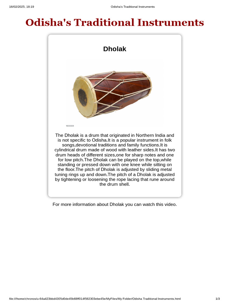 Odisha's Traditional Instruments 01 | PDF | Musicology | Music Production